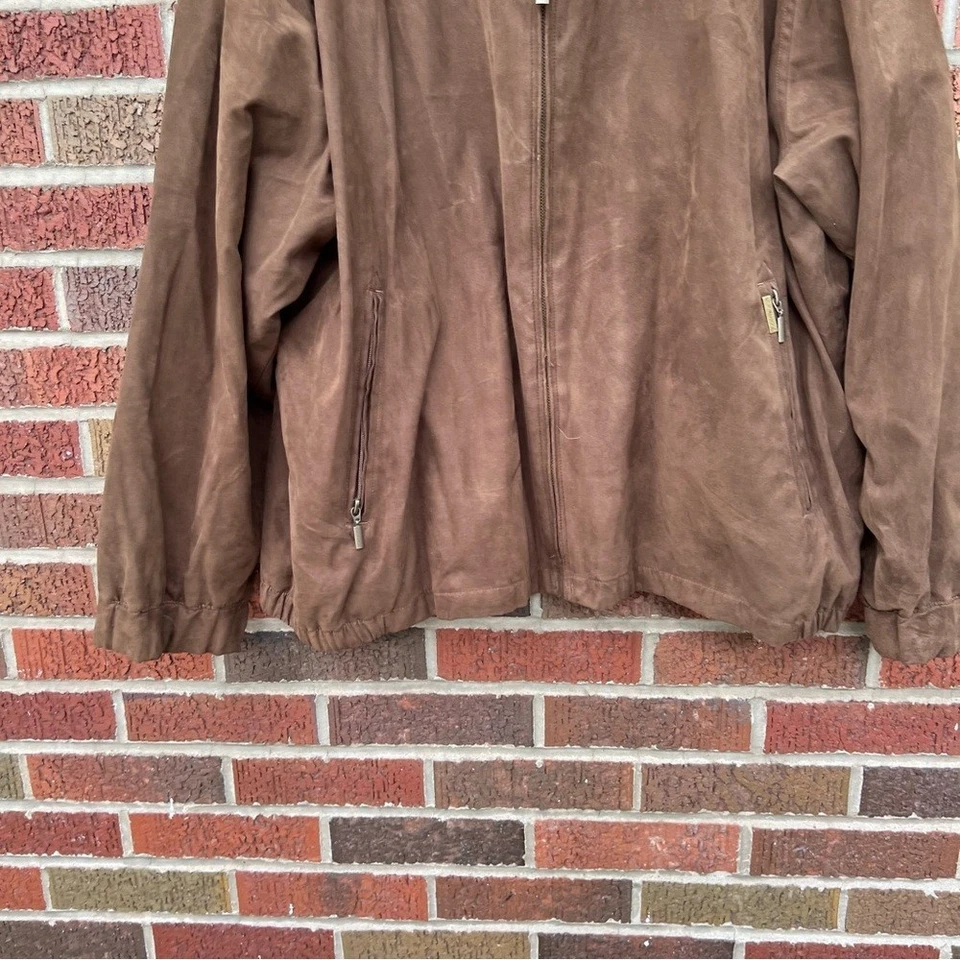 Weather Proof Brown Suede Full Zip Up Collared Jacket - Image 2 of 4
