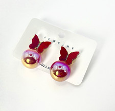 Cute Butterfly Dangle Drop Stud Earrings Women's Girls Pretty Round Jewelry Gift