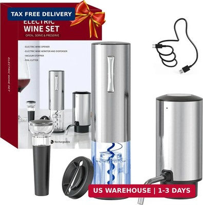 Rechargeable Electric Wine Opener Set, 4-in-1 Automatic Opener Kit with Aerator