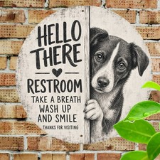 Shepherd Dog Welcome Plaque Round Metal Sign Pet Lover Gift