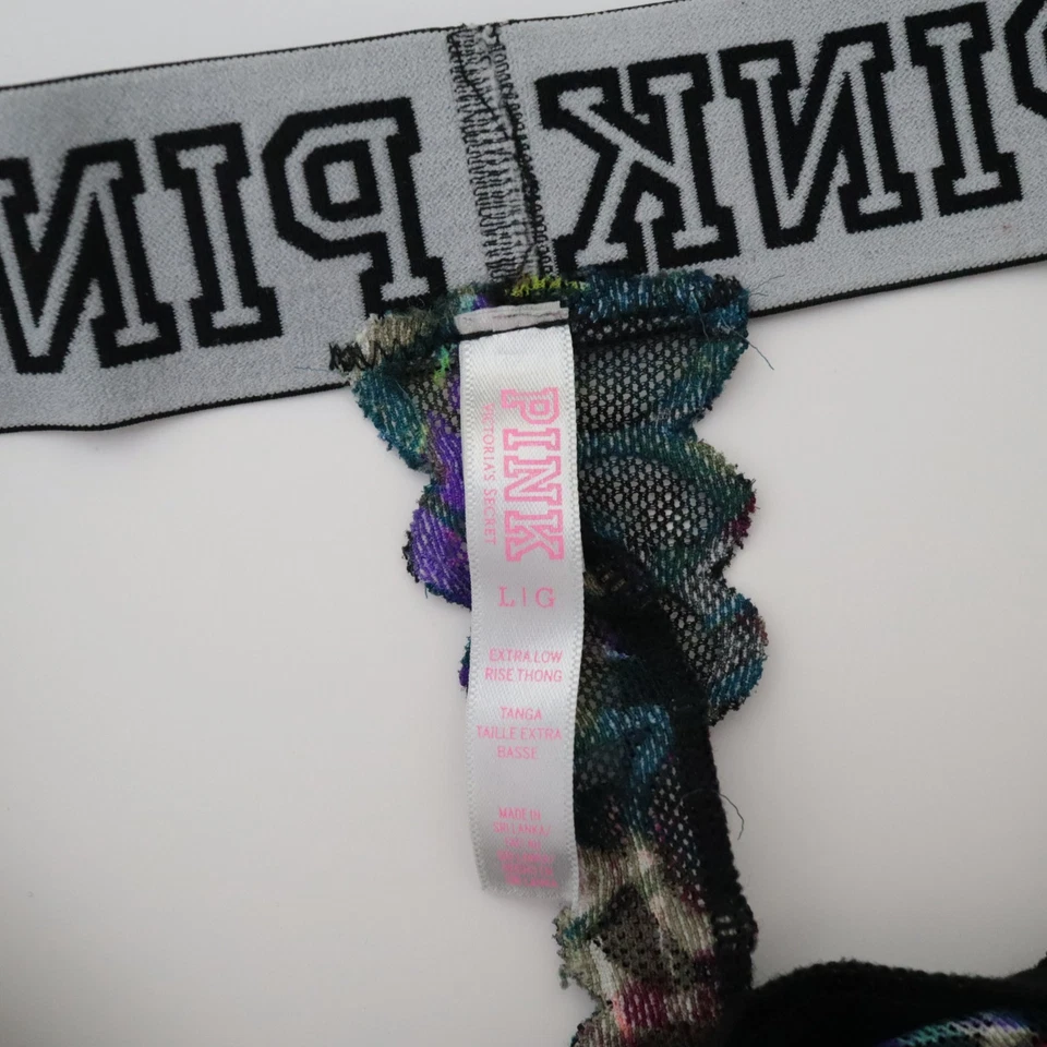 NEW Victoria's Secret VINTAGE 2016 PINK Lace Thick Logo Thong Panty LARGE - Image 3 of 4