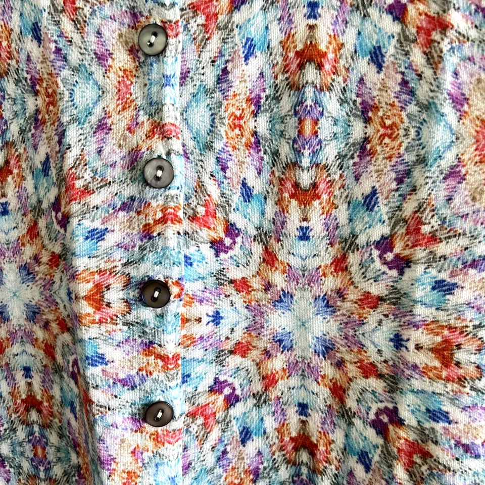 Cardigã feminino SUNDANCE multicolorido caleidoscópio luz noturna botão para cima P - Imagem 4 de 4