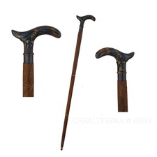 36'' Antique Cane Wooden Walking Stick Solid Brass Handle Vintage Designer Gift