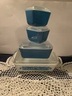 PYREX - 8 pc. HORIZON BLUE Refrigerator, Lid Set - #501, 502, 503