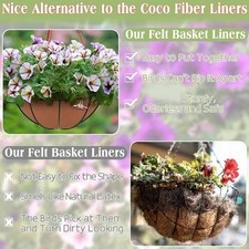 3 Pieces Planter Basket Liners Improved Water Retention Breathable Felt Inserts