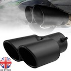 Dual Round Exhaust Tips Black Stainless Steel Inlet Custom Slant 1.5inch-2.4inch