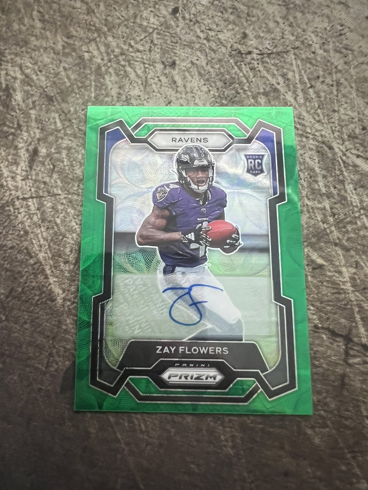 2023 Panini Prizm - Rookies Green Scope Prizm Autographs #307 Zay Flowers /75