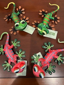 GECKO Plant Pot Hanger Decorative Ornamental  Metal Garden Hanging NEW 4 Pieces
