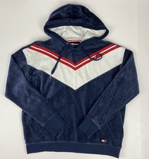 Vintage Tommy Hilfiger Sport Womens Hoodie Sweatshirt Sport Velour Pullover M