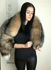 New: Saga Royal Amber frost fox fur stole wrap. Detachable tail.