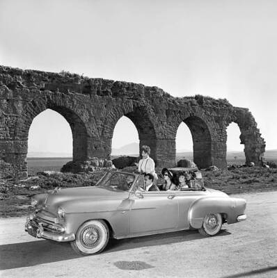 Italian Actresses Elsa Martinelli And Giorgia Moll Travelling On A Old Photo