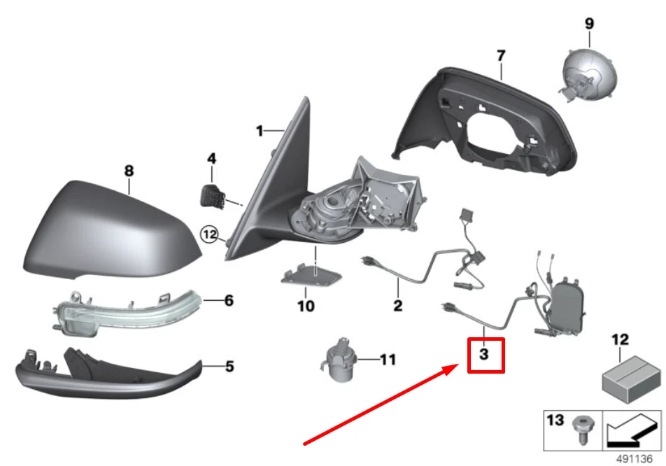 BMW 2 F45 Front Left Mirror Electronics 67137478767 7478767 NEW  
