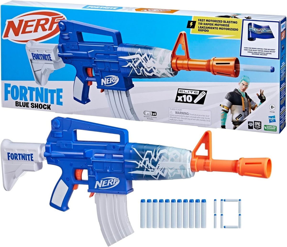 NERF F4108 Fortnite Blue Shock Dart Blaster for sale online
