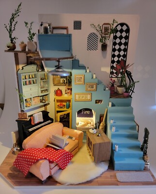 Dollhouse Studio - Completed Miniature Art with Piano - Bookend