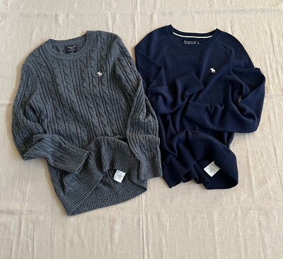 ジャック様 Abercrombie & Fitch Men's Muscle Crewneck Knit Sweaters in Gray