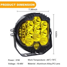 Round Led Work Light Bar Spot Flood Pods Suv Driving Truck Off Road Fog Lamps