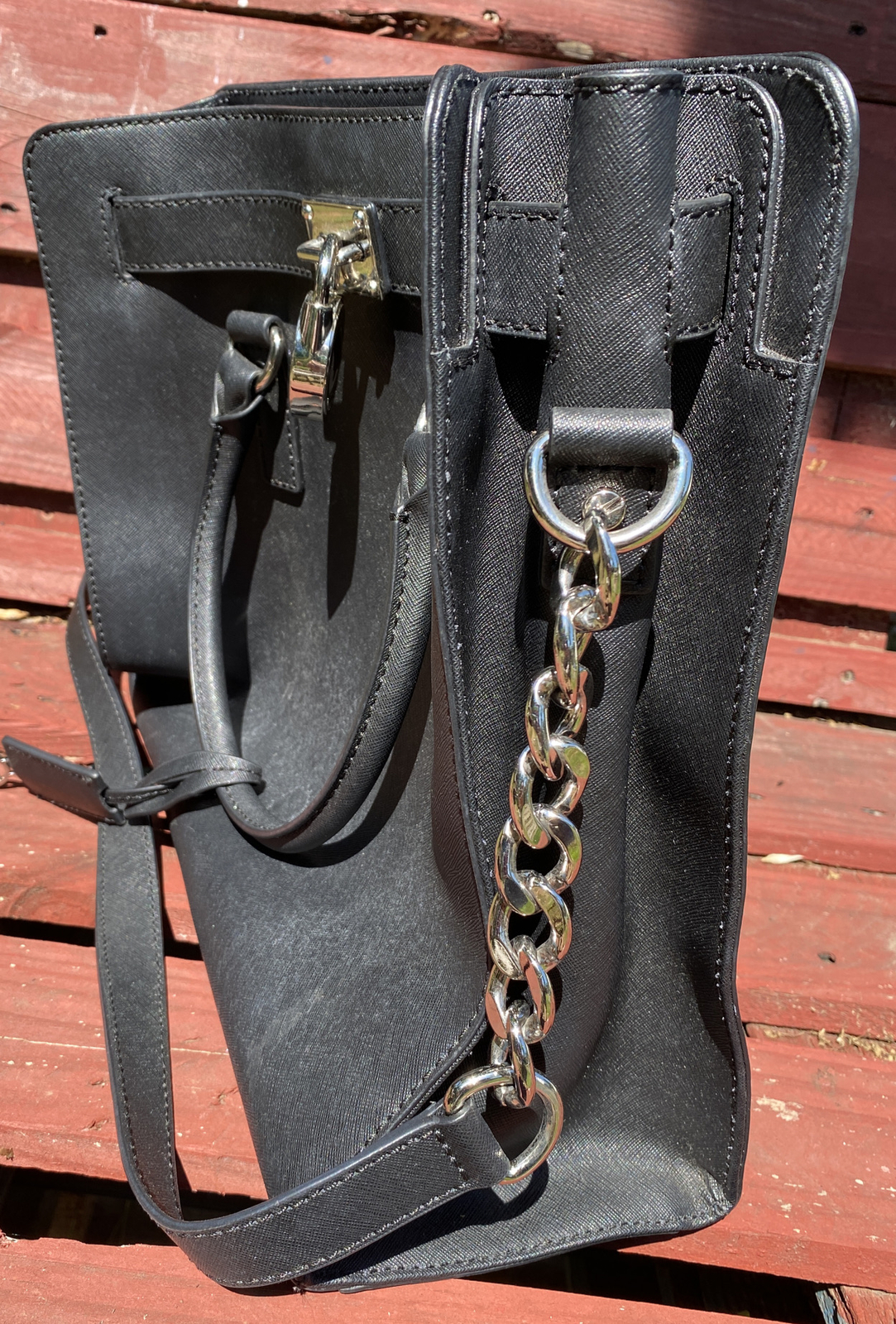 🔥👜 Michael Kors Large 6736968 Tote Bag W/key & Lock Cuban Gold  