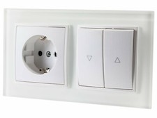 All-in-One UP Crystal Glass Socket + Blind Button - 2 Glass Frame