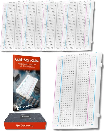 5 x Mini Breadboard 400 Pin mit 4 Stromschienen kompatibel mit Arduino und Jumpe