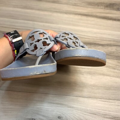 Tory Burch Miller Cloud Leather Sandal Light Blue Gray