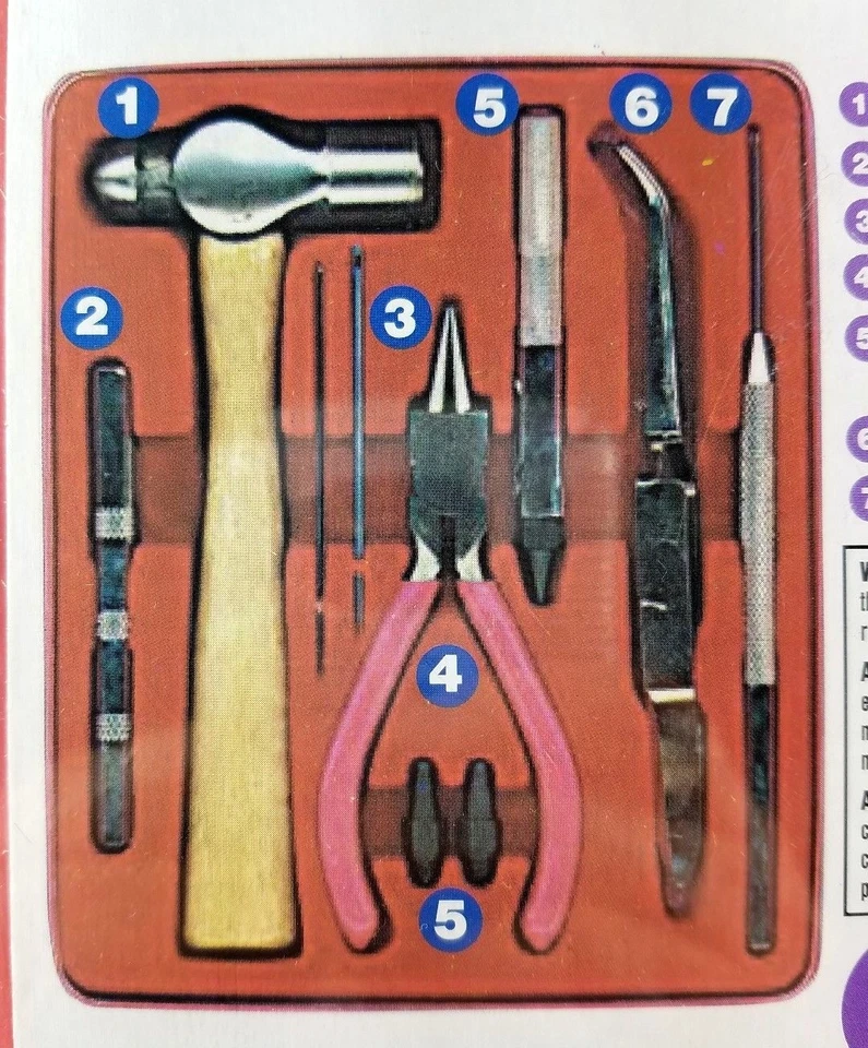 Juego de herramientas de joyería artesanal ROSA 8 piezas Darice incluye caja de almacenamiento con tapa nuevo Foto 2 de 4