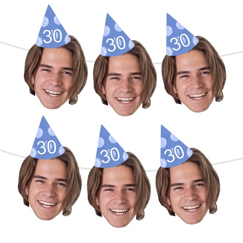 Personalised Face Bunting With Party Hat, Photo Banner CUTOUT Party Accessory - Picture 51 of 280