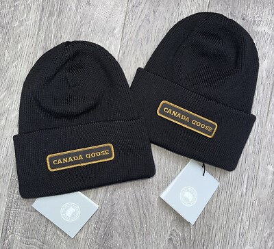 Canada Goose Emblem Toque Patch Logo Black Wooly Hat BNWT