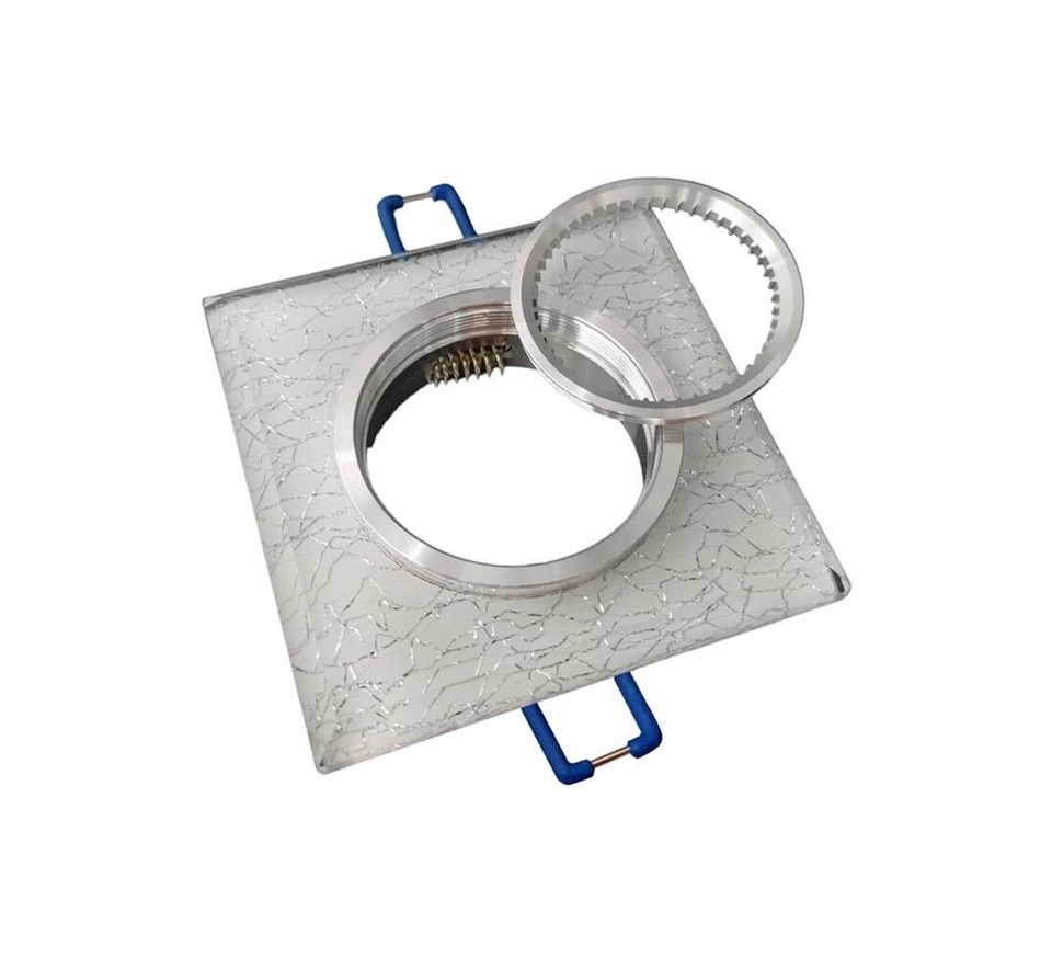 10 PORTA FARETTO A INCASSO SUPPORTO QUADRATO PORTAFARETTI VETRO ARGENTO P16 - Immagine 3 di 4