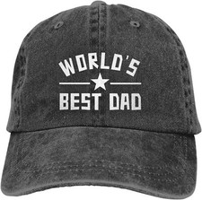 Worlds Best Dad Hat Cotton Adjustable Baseball Cap One Size, Black