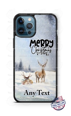 Deer Watercolor Merry Christmas Phone Case For iPhone i15 Samsung S23 Google 7a