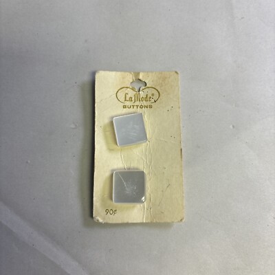 Vintage LaMode Buttons White Square #51417 Size 34 -  (7/8 ) (Set Of Two)
