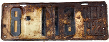 Nebraska 1922 Auto License Plate Hall Co Man Cave Vintage Wall Decor Collector