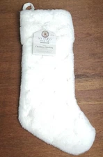 My Texas House  20 inch White Faux Fur Christmas Stocking