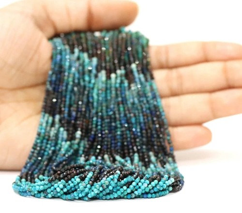 AAA Natural Chrysocolla shaded Rondelle Micro Diamond cut Faceted 2mm -3 mm bead - Picture 10 of 10