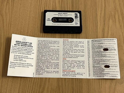 Ariolasoft Wild West Commodore 64 Cassette - Rare & Working -😎Premium Listing😎 - Afbeelding 16 van 24