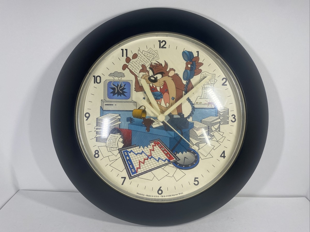 Tasmanian Devil Taz Westclox 1996 Wall Clock Office Looney Tunes
