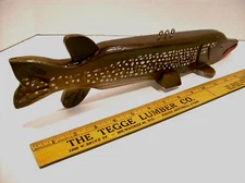 Spearing Decoy 16" Northern Pike Profile - Handcrafted Wood in Wi., U.S.A. - WRS