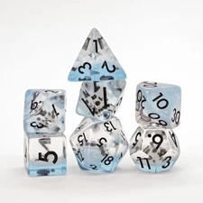 Sage's Familiars - Blue White/Black Fish Resin Polyhedral Dice Set