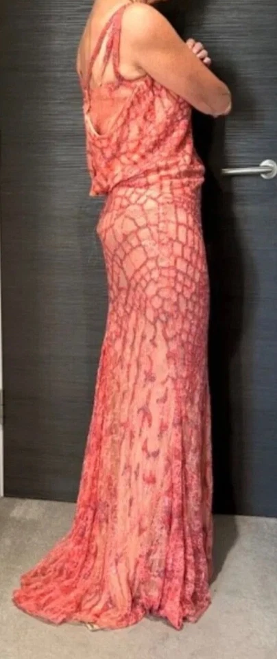 Roberto Cavalli Peach beaded Long Evening Gown size 8 Excellent condition  - Image 3 of 4