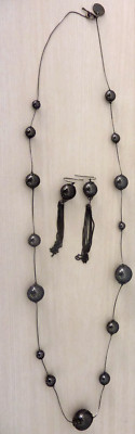 Kette und Ohrringe in Kugelform in Graf Kette 104cm Ohrringe 9cm  Pitonmuster ne