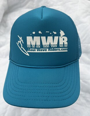 Maui Wave Riders Surfer Retro Vintage Blue Trucker Mesh Hat MAUI WAVER RIDERS Cap Hat HAWAII SURF TRUCKER/MESH SNAPBACK  main image 4