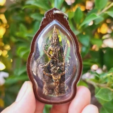 Phra Narai Visnu Garuda Pendant LP Phat Wat Rai Temple Mantra Thai Buddha Amulet