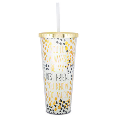 Always Be My Best Friend Know Too Much 24 ounce Acrylic Travel Tumbler  Straw