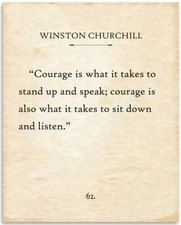 Winston Churchill - Courage Is What It Takes - 11x14 Unframed Typography Book