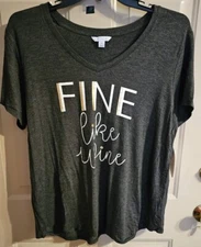 NWT Boutique PLUS, Size 1X, Super Cute Shirt, "Fine Like Wine," Gold Accents 