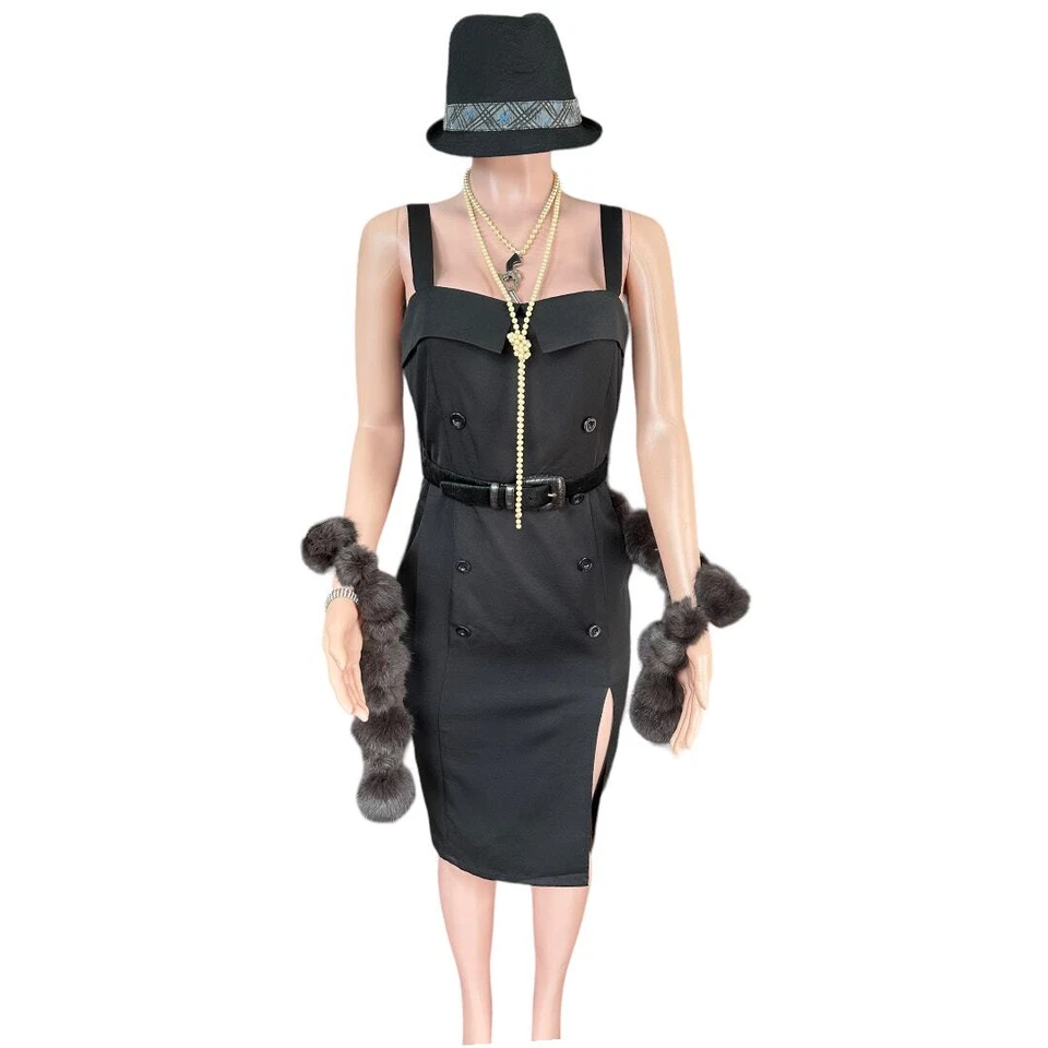 Complete 1920s Gangster Costume: Dress + 6 Accessories - Halloween/Cosplay Med. - Image 2 of 4