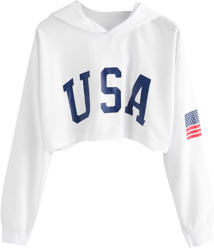 SweatyRocks Women's Sweatshirt Hoodie Crop Top Long Sleeve Letter Print Casual - 第 8/12 張圖片