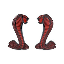 1994-04 Ford Mustang Cobra Fender Emblems Black Chrome With Red Accents