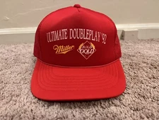 VTG Ultimate Doubleplay '92 MILLER Lite Beer One Size Hat Cap Rold Gold 1992 90s