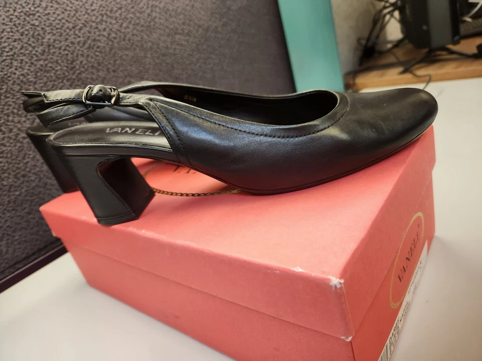 Tacones de napa negros Vaneli Darby para mujer 8,5 M 303749 Foto 2 de 4